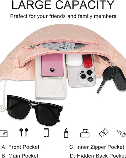 MAXTOP Large Crossbody Fanny Pack with 4-Zipper Pockets,Gifts for Enjoy Sports Festival Workout Traveling Running Casual Hands-Free Wallets Waist Pack Phone Bag Carrying All Phones