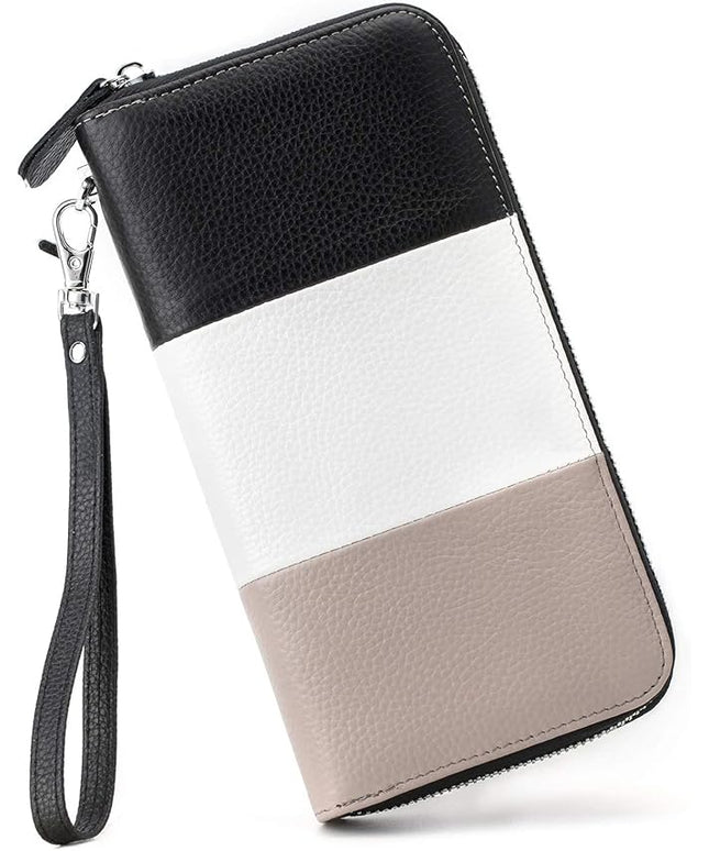 Moflycom Womens Wallet RFID Blocking Genuine Leather Multi Credit Card Large Capacity Zip Around Clutch Travel Purse Wristlet
