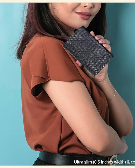 Real Leather Women Wallet Leather with RFID Blocking -Trifold Card Holder Designer Ladies Clutch with ID Window Wallets