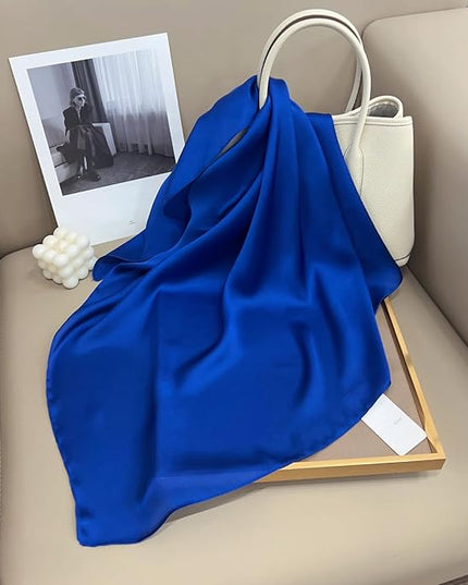 CHUNG Women's Square Satin Scarf 27.5" Bandanas Solid 50s Retro Neck Scarves Emulation Silk Handbag Hair Ribbons Necktie