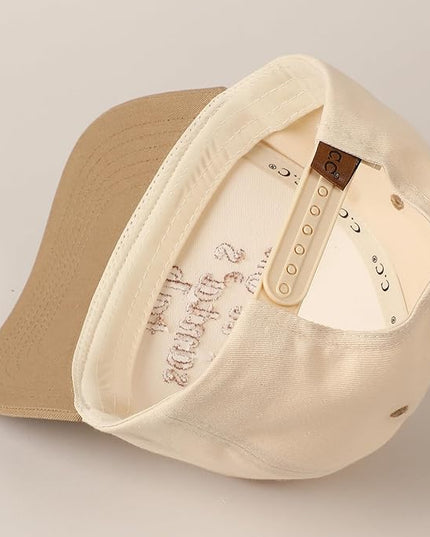 MIRMARU Two-Tone Vintage Canvas Trucker Hats for Men & Women, Adjustable Size Baseball Caps with Trendy Embroidered Design