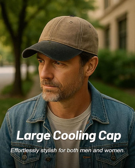 XXL Oversize Washed Denim Baseball Cap,Low Profile Jean Sports Cap for Big Heads 23.5"-25.5",Large Pigment Dyed Dad Hat