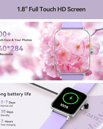 Gydom Smart Watches for Women for Android & iPhone, Alexa Built-in, 1.8" Smartwatch with Heart Rate/SpO2/Sleep/Stress, IP68 Waterproof Fitness Tracker, 100+ Sports Modes, Purple