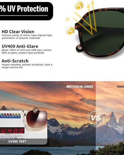 MEETSUN Retro Oversized Aviator Sunglasses for Women Men Trendy 70s 80s Vintage Square Aviators 3 Pack UV400