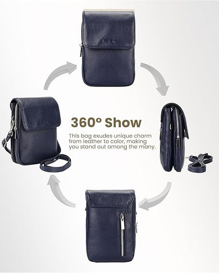 befen Genuine Leather Small Crossbody Bags for Women, Cell Phone Cross body Purse Bag with RFID Blocking Card Slots