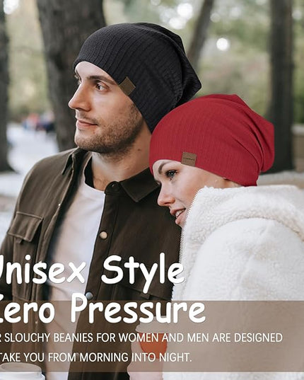 Slouchy Beanie for Men Women Soft Lightweight Running Beanie Hat Chemo Cap Skull Cap