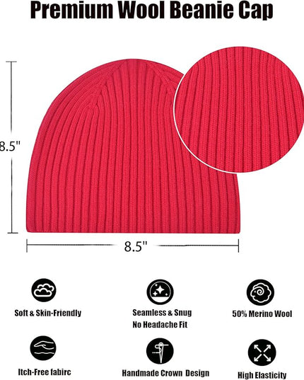 choshion Wool Knit Fisherman Beanie Hat for Men Women,Cuffless Warm Short Cuff Beanies Toboggan Ski Hats Winter Skull Cap