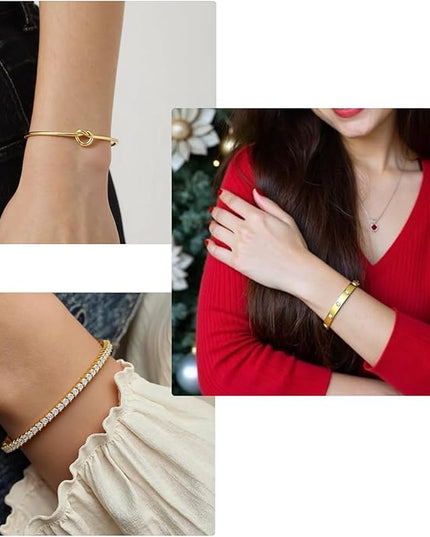 18 K Gold Plated Love Bangle Bracelet Stack Cuff Jewelry for Women Jewelry Set for Women Gift with Box