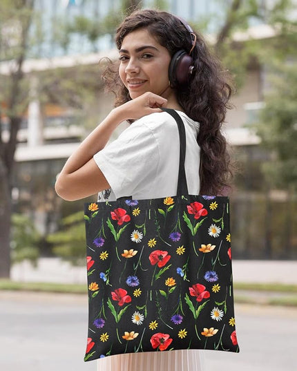 AUSVKAI Canvas Tote Bag Aesthetic for Women, Cute Reusable Cloth Cotton Bags for College Shopping Beach Grocery Trendy Gifts