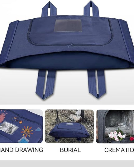 Pet Burial Bag for Dogs, Cats, Medium Pets 20-40lb - Pet Caskets or Burial Boxes Alternative, Eco-Conscious Pet Body Bag with Handle & Custom Memorial Surface (Blue, M)