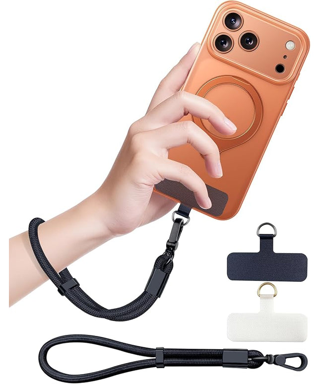 Phone Lanyard, Phone Wrist Strap for Cellphone Case, Adjustable Cell Phone Strap with 2 Tether Tabs for All Smartphones, Black