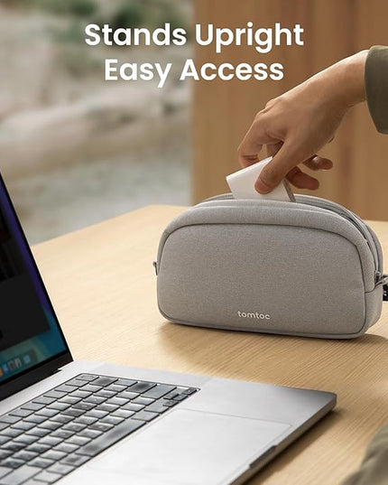 tomtoc Electronics Organizer Travel Case, Water Resistant Travel Bag Cable Organizer for Essentials, Tech Pouch Accessories Carry Storage for Cord, Phone, Cables, Airpods, USB Flash Drive, Daily Items