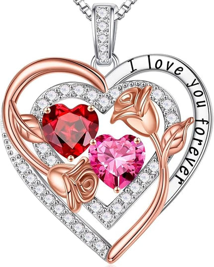 Iefil Christmas Gifts for Women - Sterling Silver Birthstone Necklace Anniversary Birthday Gifts for Her Wife Mom Daughter