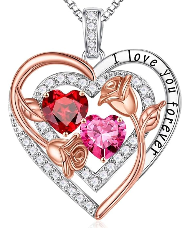 Iefil Christmas Gifts for Women - Sterling Silver Birthstone Necklace Anniversary Birthday Gifts for Her Wife Mom Daughter