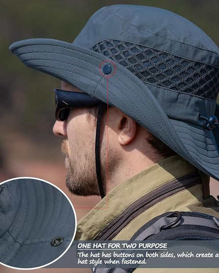 Sireck Fishing Hat, UPF50+ Wide Brim Sun Hat for Men Women, UV Protection Hiking Beach Bucket Hats Summer Safari Hat