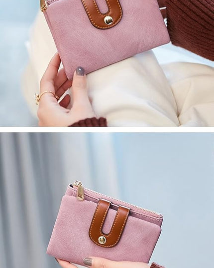 AOXONEL Women's Rfid Small Bifold Leather Wallet Ladies Mini Zipper Coin Purse id card Pocket,Slim Compact Thin