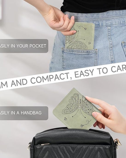 KITEVIUN Small RFID Wallet Women Ultra Thin Slim Womens Wallet Mini Compact Bifold Pocket Ladies Wallets for Women GREEN