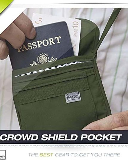 Lewis N. Clark Men's RFID Blocking Stash Wallet, Travel Neck Pouch Passport Holder for Women & Men, Olive, One Size