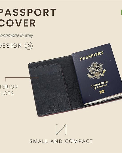 Maruse Italian Leather Passport Cover for Men and Women, Handmade in Italy