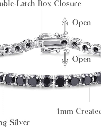 FANCIME Birthstone Bracelet Sterling Silver Gemstone Tennis Bracelets Fine Jewelry Wedding Bridal Prom Birthday Gift for Women Her, Length 7.2 Inch Width 4mm