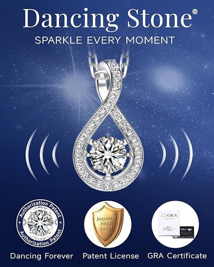MomentWish Necklace for Women, Sparkling Gift for Her, 1Carat Moissanite Heart Pendent for Her, 925 Sterling Silver Dance Necklace for Anniversary Christmas Valentines
