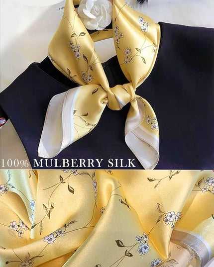 100% Mulberry Silk Scarf for Women Hair Lightweight Square Neckerchief Wrap For Head Scarves 21"