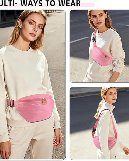 Fanny Packs for Women Fashion Waist Packs Quilted Puffer Belt Bag Puffy Crossbody Bags Sling Purse for Women Travel Running
