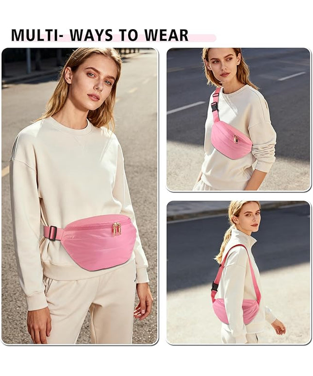 Fanny Packs for Women Fashion Waist Packs Quilted Puffer Belt Bag Puffy Crossbody Bags Sling Purse for Women Travel Running