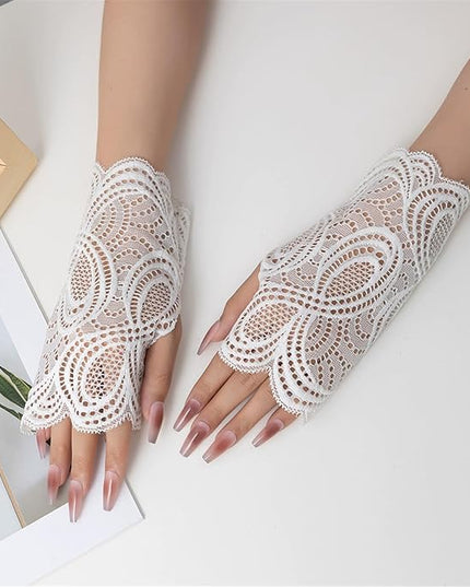 Elegant Lace Flower Gloves Detachable Cuff Sleeves Hand Wear Accessory for Women Fashion Layering Formal Outfit