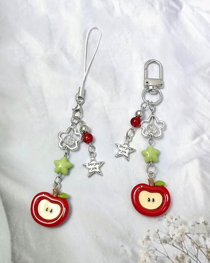 2PCS Cute Phone Charms Aesthetic Y2k Pink Guitar Strawberry Star Phone Straps Key Chains for Keys Bags Camera