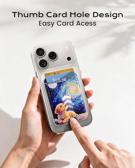 Magnetic Mag-safe Wallet Cell Phone Card Holder for Phone Case with Mag-Safe, Stronger Magnetic RFID Leather Phone Wallet Stick on for iPhone 17/16/15/14/13/12 Series, Fit 3 Cards