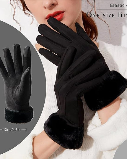 Vagasi Winter Gloves for Women, Touch Screen Cold Weather Thermal Warm Windproof Gloves, Soft Thick Fleece Lining Glove