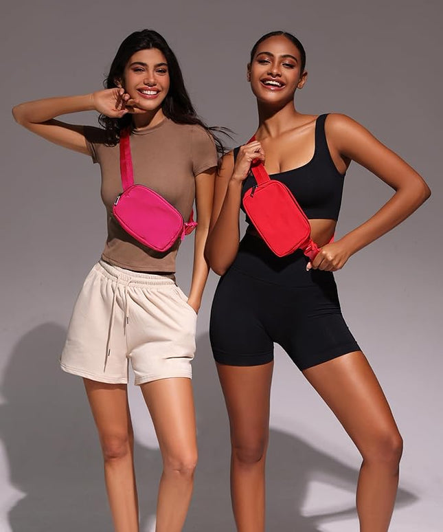 YOSHUYUKI Fanny Pack Cross Body Bag Small Crossbody Bags for Women Men Trendy Nylon Waterproof Mini Purse Travel Running Belt Lulu Dupes Bum Hip Chest Waist Pack Side Bag Must Have Red