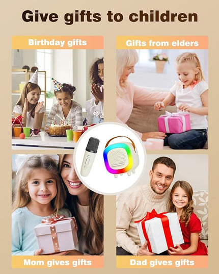 Mini Karaoke Machine Speaker for Kids Adults, Portable Bluetooth with 1 Wireless Microphones, Children's Day Birthday Gift Ideas for Toys for Teens Boys and Girls Aged 4, 5, 6, 7, 8, 9, 10, 11, 12+
