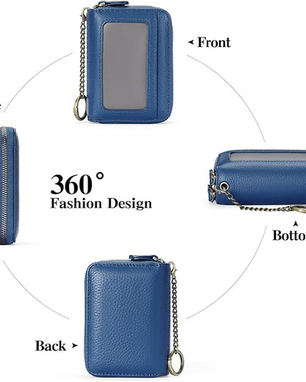 GOIACII Small Genuine Leather Wallet for Women, RFID Blocking Credit Card Holder Wallet