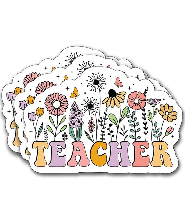 (3Pcs) Teacher Sticker, Decorate Books Laptop Phone Water Bottles Kindles Stickers Tumbler Sticker Waterproof Vinyl Decorate Sticker 3" Inch