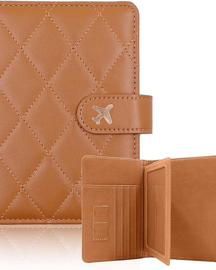 Melsbrinna Rfid Passport Holder for Travel women/Men, Cute Passport Wallet Rfid Blocking Card Slots, Rfid Passport Cover/CaseTravel Wallet, Passport Book Holder (1, LG BROWN)