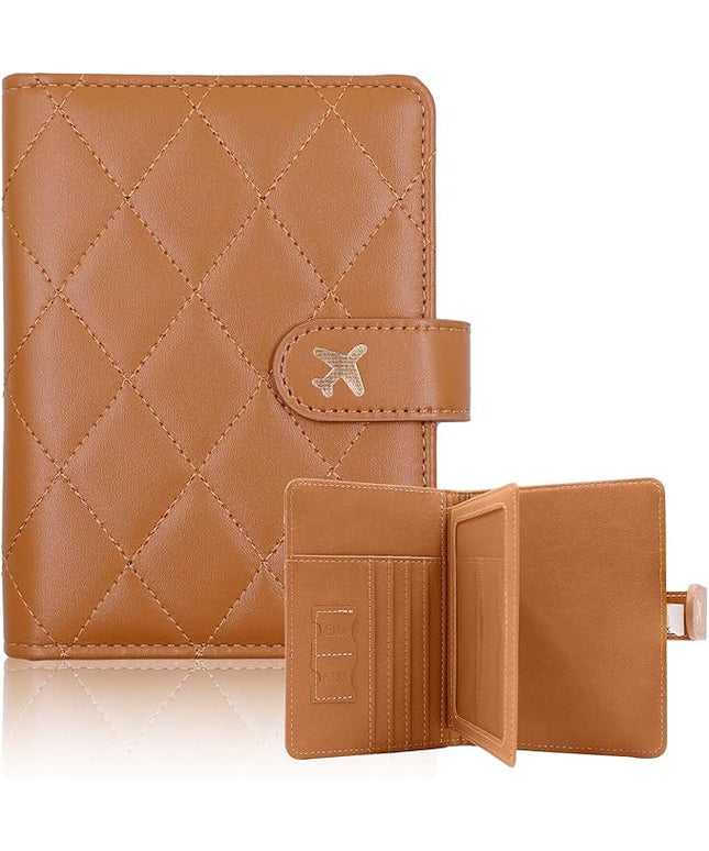 Melsbrinna Rfid Passport Holder for Travel women/Men, Cute Passport Wallet Rfid Blocking Card Slots, Rfid Passport Cover/CaseTravel Wallet, Passport Book Holder (1, LG BROWN)