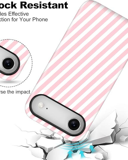 Magnetic for iPhone 17 Air Case Cute Diagonal Stripes Phone Case, Shockproof Slim TPU and Hard PC Protective Phone Cover Compatible with MagSafe Designed for Women Girls,Pink