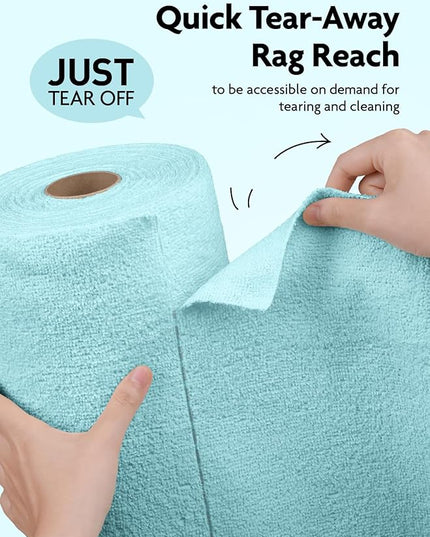 Fantasticlean Microfiber Cleaning Cloth Roll -75 Pack, Tear Away Microfiber Towels, 12" x 12", Reusable, Washable, Scratch Free, Ultra Absorbent Dishcloth for All-Around Cleaning Supplies (Blue)