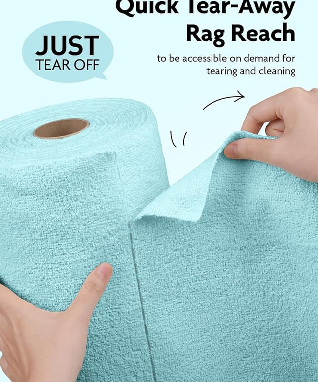 Fantasticlean Microfiber Cleaning Cloth Roll -75 Pack, Tear Away Microfiber Towels, 12" x 12", Reusable, Washable, Scratch Free, Ultra Absorbent Dishcloth for All-Around Cleaning Supplies (Blue)