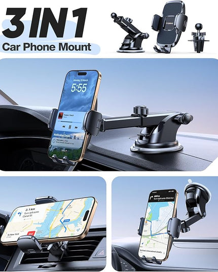 TORRAS 2026【Strongest Suction & Ultra-Durable】 Phone Holders for Your Car,【Patent & Safety Certs】 Car Phone Holder Mount Truck Stand for Dashboard Windshield Vent for iPhone 17 16 15 14 13, Navy Blue