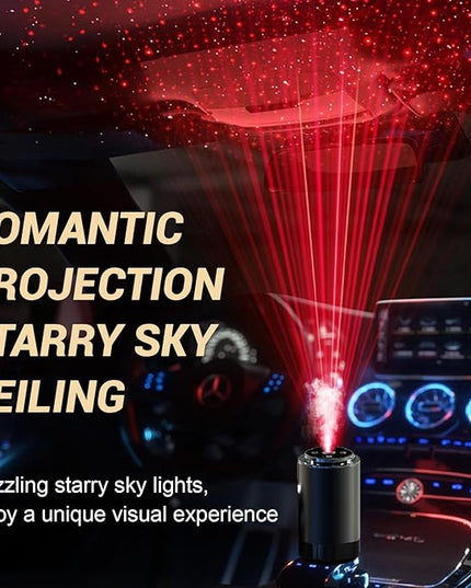Smart Car Air Freshener, Car Air Freshener Diffuser with Starry Sky Projection and 50ml Perfume, Rechargeable Cars Aroma Diffuser, 4 Mode Adjustable, Auto On/Off Intelligent Cars Diffuser