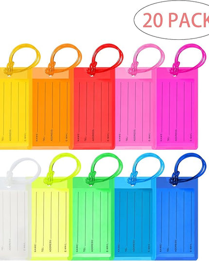 20 Pack Luggage Tags for Suitcases, Airplane Travel Essentials for Flying, International Travel Must Haves, and Luggage Accessories by Sodsay