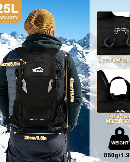 OLEMA Hiking Backpack, 25L Lightweight Travel Backpacks,Camping Daypack for Outdoor Sports,Lightweight Travel Camping Backpack for Men Women