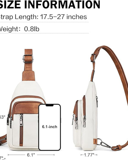MASINTOR Sling Bag for Women - Crossbody Bags Fanny Pack with Vegan Leather - Adjustable Sling Backack for Travel
