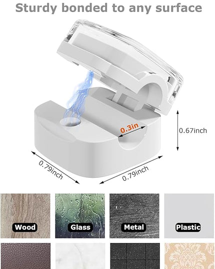 Magnetic Cable Clips, Adjustable Cord Holder Management, Adhesive Wire Keeper Organizer for Home Office Desk Phone PC Car Wall Desktop Nightstand Appliance (9-Pack White Crystal)