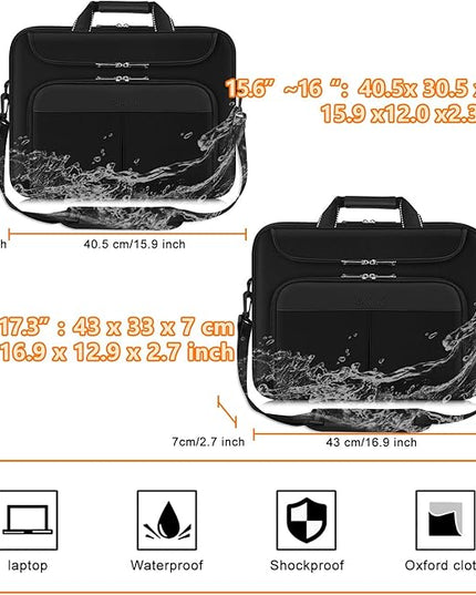 17 inch Waterproof Protective Laptop Messenger Briefcase with Adjustable Shoulder Strap, Men Women Travel/Business Bag Compatible with HP ZBook,ThinkPad,DELL Inspiron