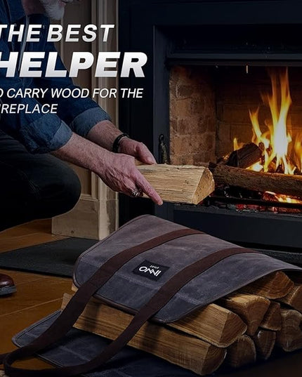INNO STAGE Canvas Wood Carriers Log Tote Bag,40"X19" Firewood Holder,Fireplace Wood Stove Accessories