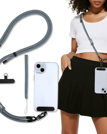 Phone Lanyard, Adjustable Wrist Strap, 2 Pads, Anti Theft Lanyard Crossbody, Multifunctional Cell Phone Neck Strap